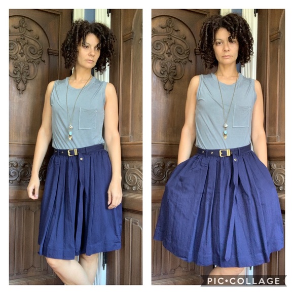 Burberry Dresses & Skirts - Burberry Brit Navy Pleated Belted Skirt Sz6